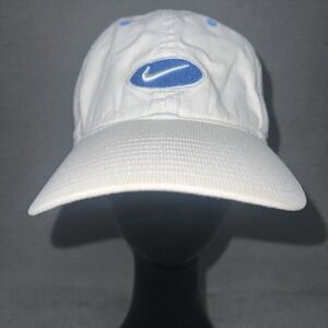 VTG Nike Silver Tag‎ Cap Hat Cream Embroidered Swoosh Strapback Golf 2000's Y2K